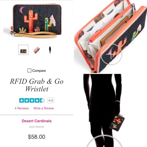 NWT Vera Bradley Cactus RFID Grab & Go Wristlet π΅ - Picture 6 of 6